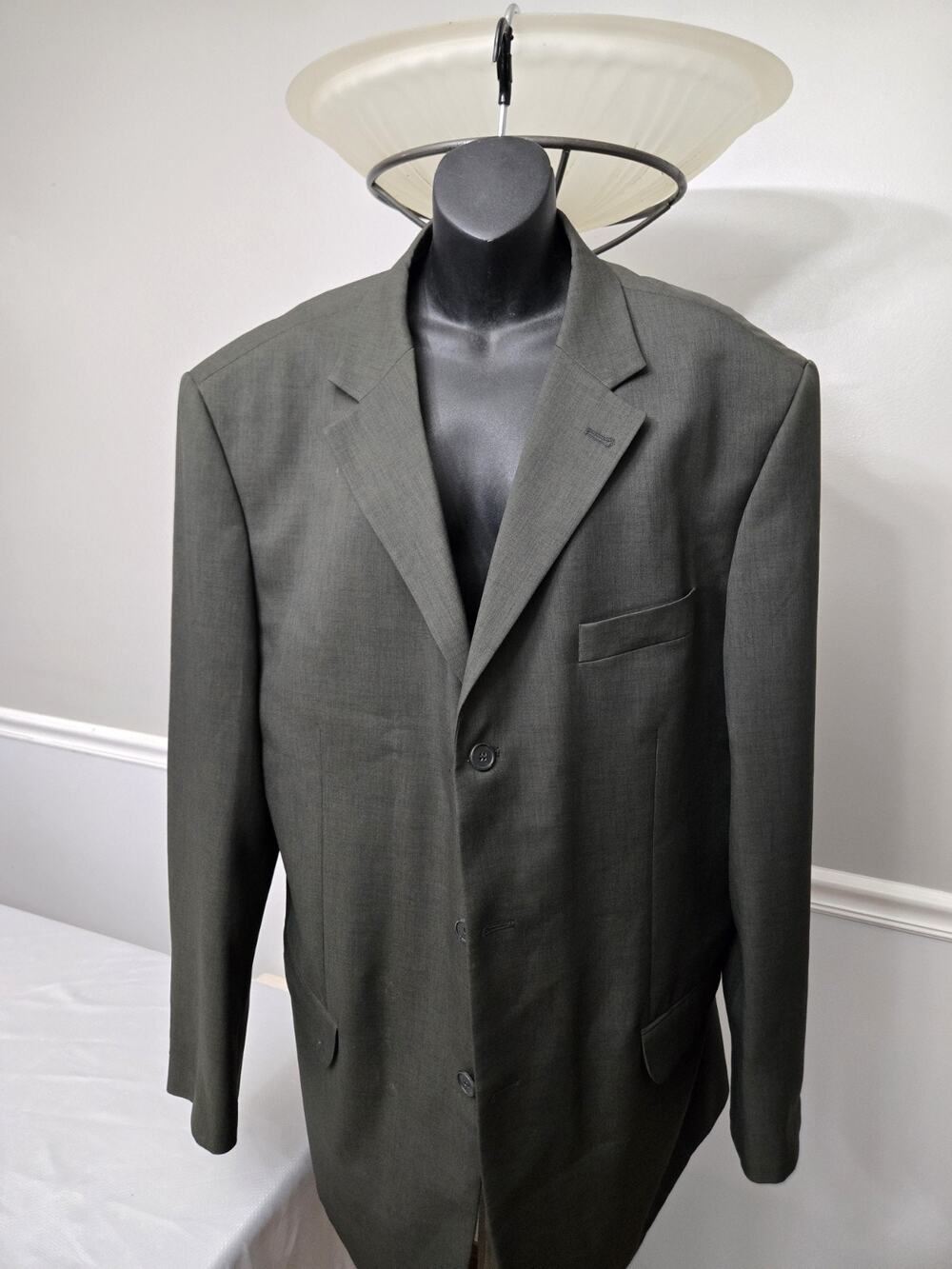 Angelo Rossi Gray Solid Suit Jacket Single-Breast 3-Button Notch Lapel size 46 L